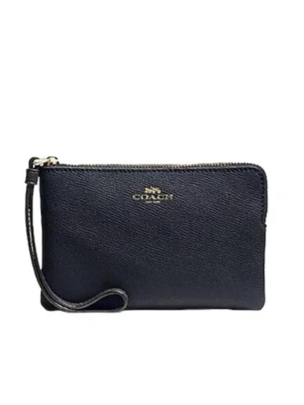 Coach Corner Zip Wristlet Navy Blue